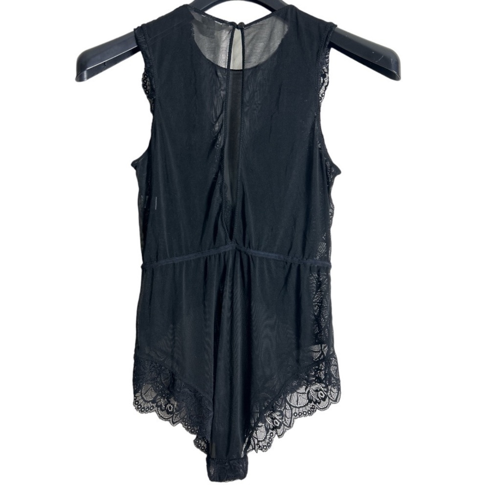Flora Nikrooz Black Lace Mesh Bodysuit Size L